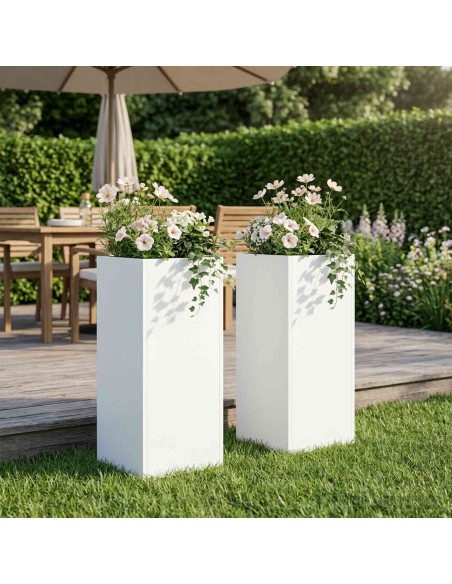 Vaso da giardino 2 pz Bianco 20 x 20 x 50 cm