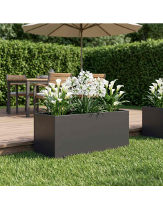 Vaso da giardino Nero 80 x 40 x 40 cm Acciaio laminato a freddo