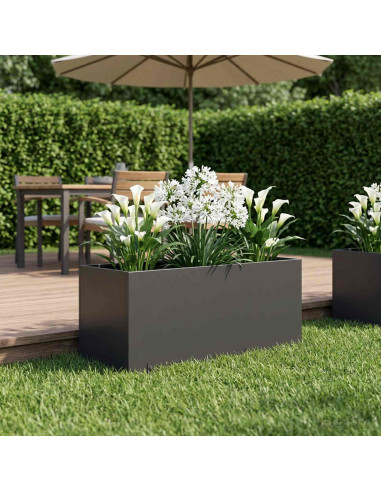Vaso da giardino Nero 80 x 40 x 40 cm Acciaio laminato a freddo