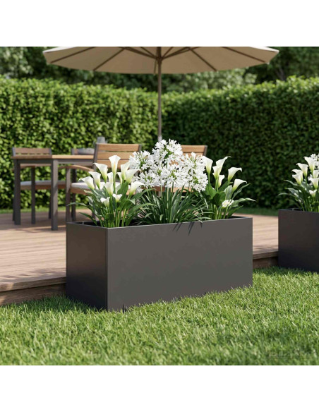 Vaso da giardino Nero 80 x 40 x 40 cm Acciaio laminato a freddo