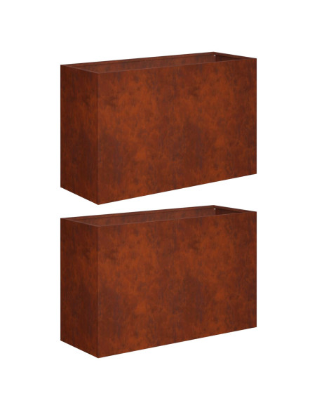 Vaso da giardino 2 pz Ruggine 80 x 30 x 50 cm Acciaio Corten