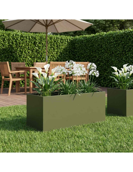 Vaso da giardino Verde Oliva 80 x 40 x 40 cm