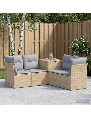 Set di divani 5 pz Beige e Grigio Chiaro