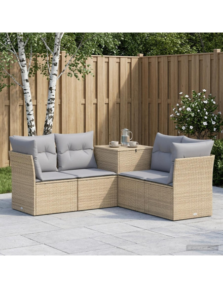 Set di divani 5 pz Beige e Grigio Chiaro