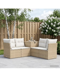Set di divani 5 pz Beige e Bianco Crema