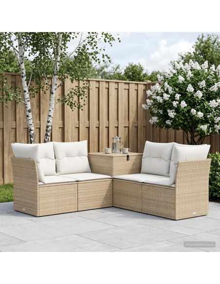 Set di divani 5 pz Beige e Bianco Crema