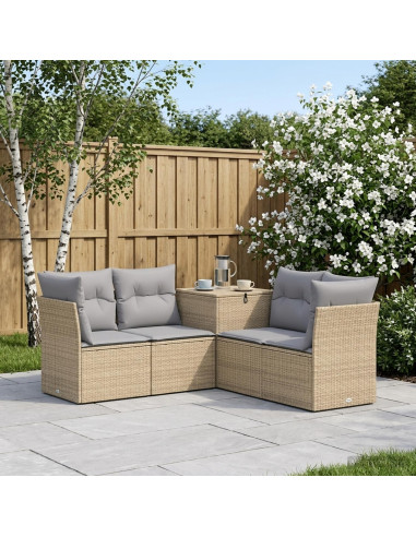 Set di divani 5 pz Beige e Grigio Chiaro