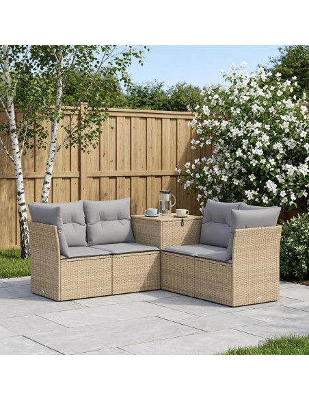 Set di divani 5 pz Beige e Grigio Chiaro