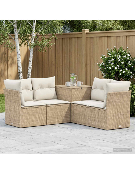 Set di divani 5 pz Beige e Bianco Crema