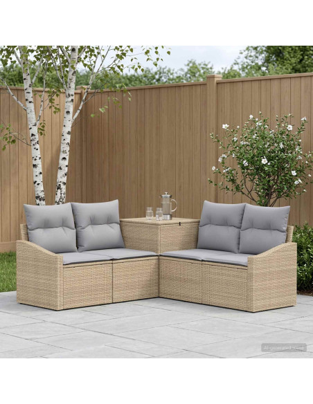 Set di divani 5 pz Beige e Grigio Chiaro