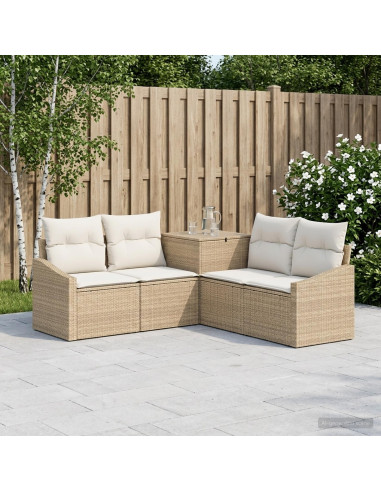 Set di divani 5 pz Beige e Bianco Crema