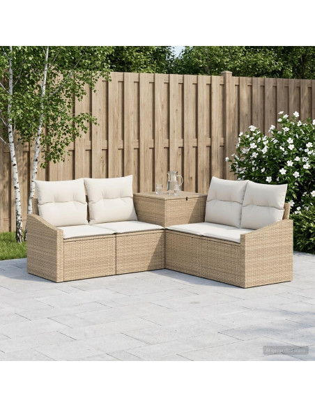 Set di divani 5 pz Beige e Bianco Crema
