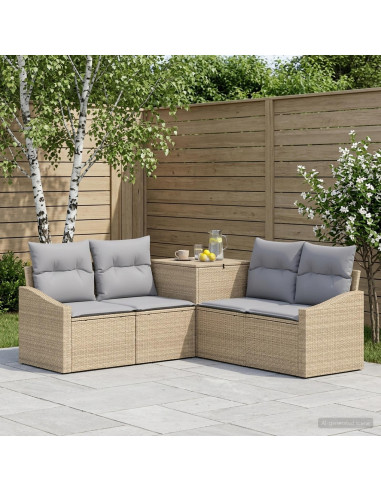 Set di divani 5 pz Beige e Grigio Chiaro