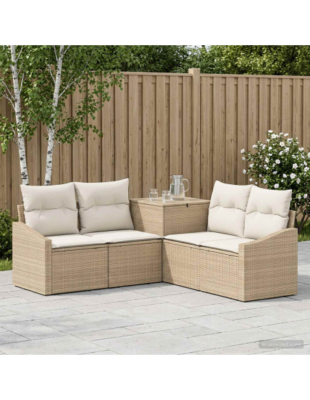 Set di divani 5 pz Beige e Bianco Crema