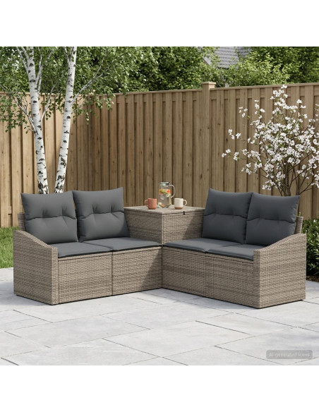 Set di divani 5 pz Grigio e Grigio Scuro