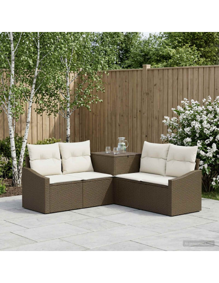 Set di divani 5 pz Marrone e Bianco Crema
