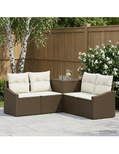 Set di divani 5 pz Marrone e Bianco Crema