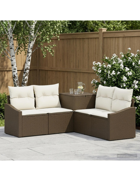 Set di divani 5 pz Marrone e Bianco Crema