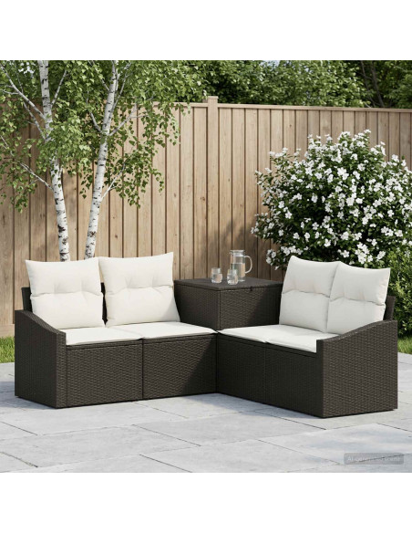 Set di divani 5 pz Nero e Bianco Crema