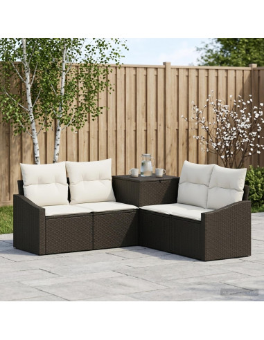 Set di divani 5 pz Nero e Bianco Crema
