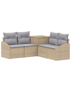 Set di divani 5 pz Beige e Grigio Chiaro 2