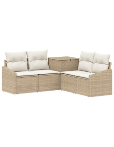Set di divani 5 pz Beige e Bianco Crema 2
