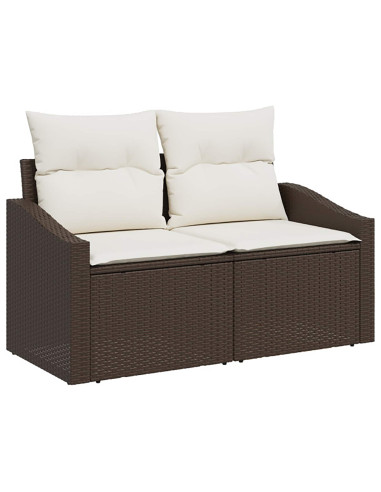 Set di divani 5 pz Marrone e Bianco Crema