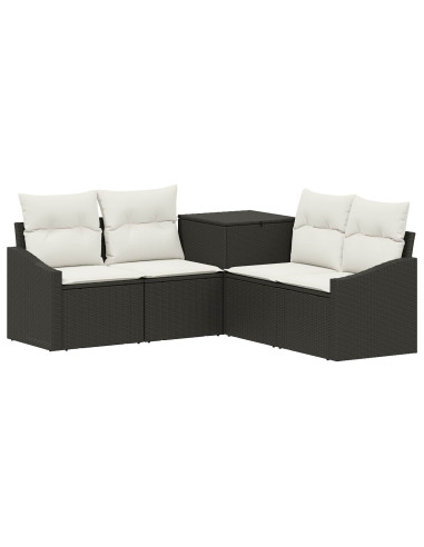 Set di divani 5 pz Nero e Bianco Crema