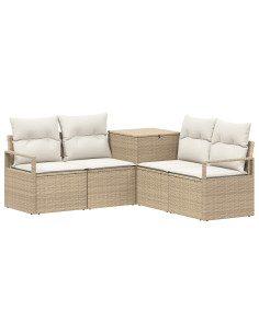 Set di divani 5 pz Beige e Bianco Crema 2