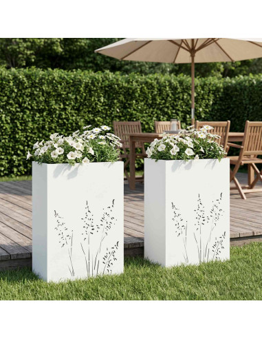 Vaso da giardino 2 pz Bianco 50 x 30 x 75 cm