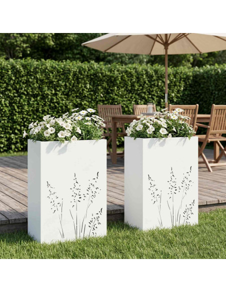 Vaso da giardino 2 pz Bianco 50 x 30 x 75 cm