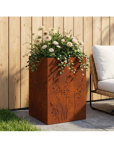 Vaso da giardino Ruggine 50 x 50 x 75 cm Acciaio Corten