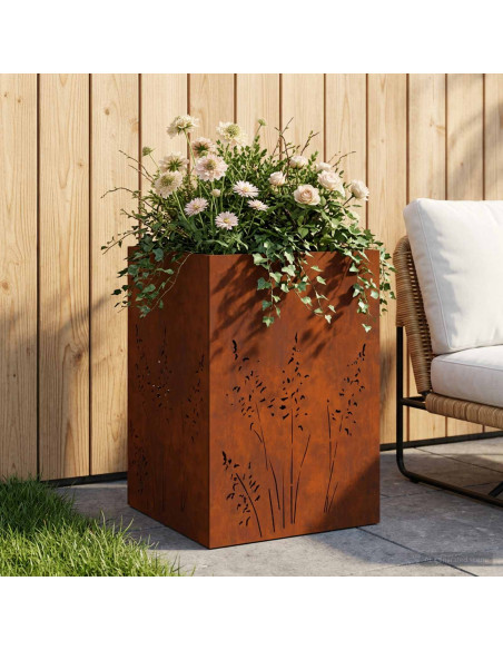 Vaso da giardino Ruggine 50 x 50 x 75 cm Acciaio Corten