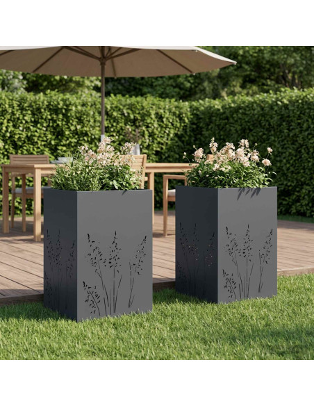 Vaso da giardino 2 pz Antracite 50 x 50 x 75 cm