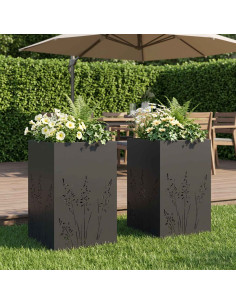 Vaso da giardino 2 pz Nero 50 x 50 x 75 cm