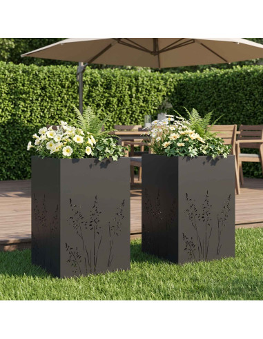 Vaso da giardino 2 pz Nero 50 x 50 x 75 cm