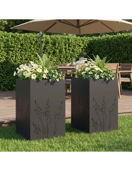 Vaso da giardino 2 pz Nero 50 x 50 x 75 cm