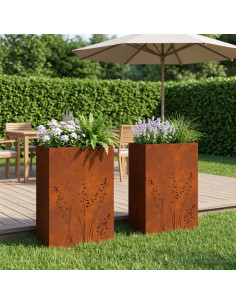 Vaso da giardino 2 pz Ruggine 50 x 30 x 75 cm Acciaio Corten