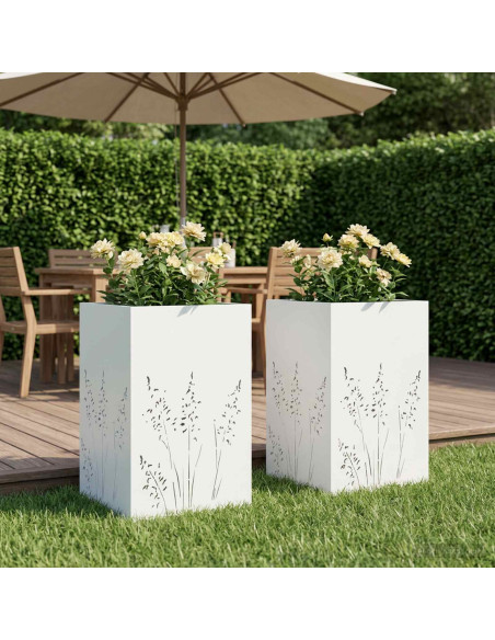 Vaso da giardino 2 pz Bianco 50 x 50 x 75 cm