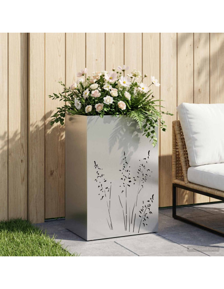 Vaso da giardino Argento 50 x 30 x 75 cm Acciaio zincato