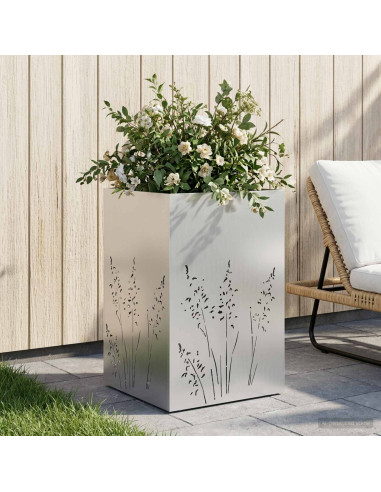 Vaso da giardino Argento 50 x 50 x 75 cm Acciaio zincato