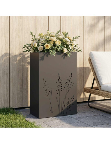 Vaso da giardino Nero 50 x 30 x 75 cm Acciaio laminato a freddo