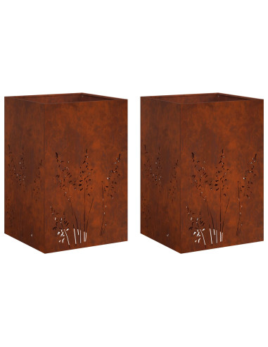 Vaso da giardino 2 pz Ruggine 50 x 50 x 75 cm Acciaio Corten