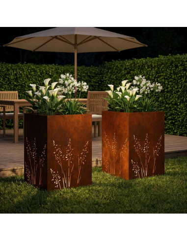 Vaso da giardino 2 pz Ruggine 50 x 50 x 75 cm Acciaio Corten