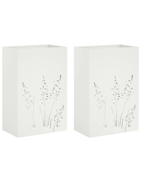 Vaso da giardino 2 pz Bianco 50 x 30 x 75 cm