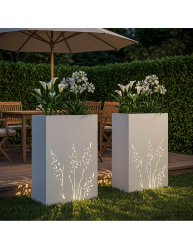 Vaso da giardino 2 pz Bianco 50 x 30 x 75 cm