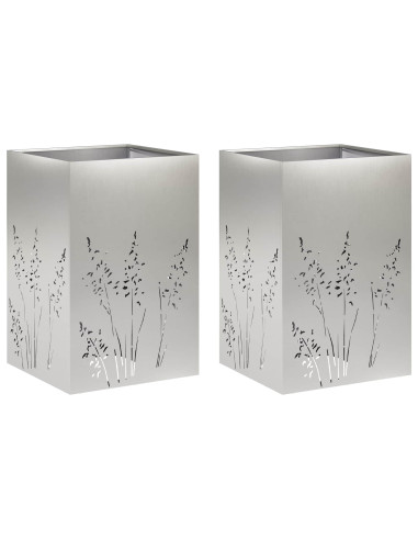 Vaso da giardino 2 pz Argento 50 x 50 x 75 cm Acciaio Inox