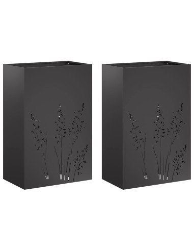 Vaso da giardino 2 pz Nero 50 x 30 x 75 cm