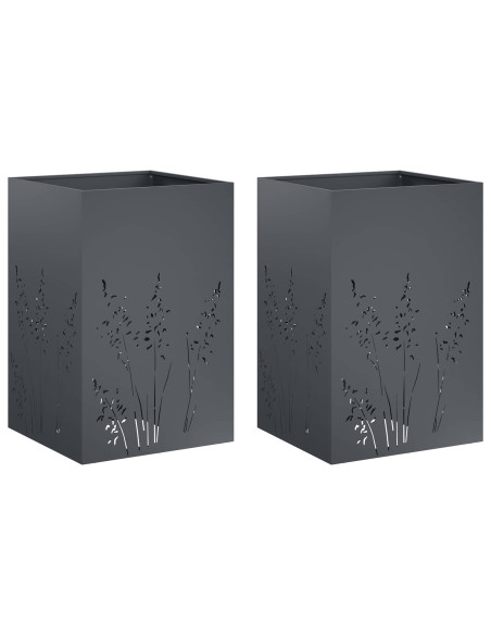 Vaso da giardino 2 pz Antracite 50 x 50 x 75 cm