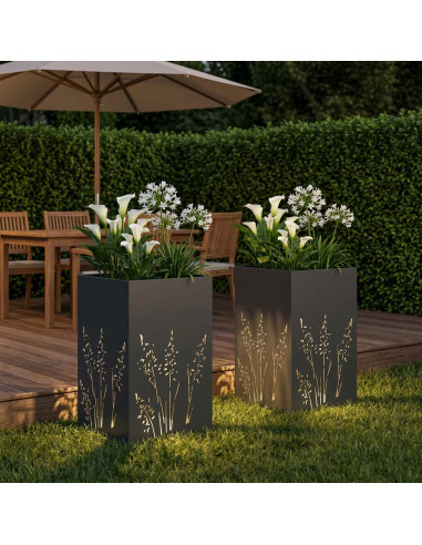 Vaso da giardino 2 pz Antracite 50 x 50 x 75 cm